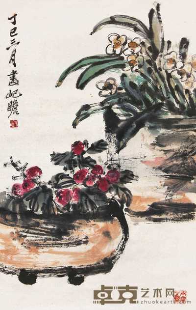 朱屺赡 捧篮图 镜心 42×68cm
